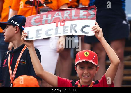 Budapest, Hungary. 21st July, 2024. Charles Leclerc fan is seen during the Formula One Hungarian Grand Prix at the Hungaroring race track in Mogyorod near Budapest on July 21, 2024. (Credit Image: © Beata Zawrzel/ZUMA Press Wire) EDITORIAL USAGE ONLY! Not for Commercial USAGE! Stock Photo