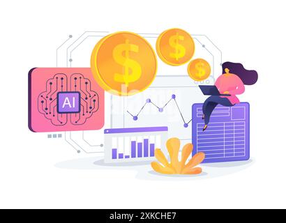 AI-Enhanced Financial Forecasting abstract concept vector illustration. Stock Vector