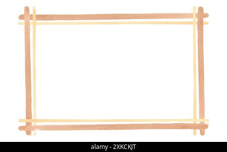 Rectangular frame painted with watercolors. Frame made of pink and pastel shades of watercolor. All objects are drawn by hand. Watercolor illustration Stock Photo