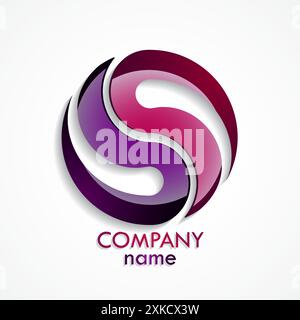 purple glossy 3d circle logo, vector illustration Stock Vector