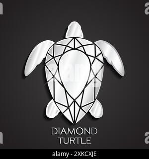 3d shiny diamond shape turtle logo Stock Vector