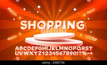 Shopping font. English alphabet and numbers sign. Vector Stock Vector