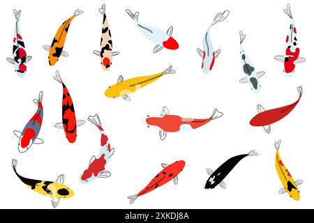 A vector illustration of Koi Fish Icons Stock Vector