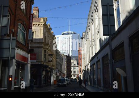 Looking towards Stadium House from Wharton Street in Cardiff City Centre. Cardiff, Wales, United Kingdom. 12th June 2024. Stock Photo