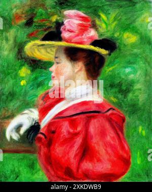 Woman with Glove (Femme au gant) (1893–1895) by Pierre-Auguste Renoir. Original from Barnes Foundation. Stock Photo