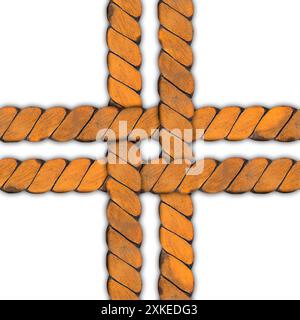Seamless isolated photo of copper metal braided mesh pattern on white background. Stock Photo
