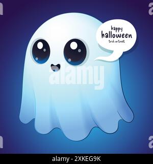 Flying Cartoon Ghost Illustration Of Funny Monster Halloween Mascot Character Clipart Stock Vector