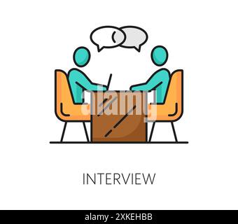 Recruitment interview, business career search color line icon. Head hunter service, company recruitment and employment thin line vector symbol with em Stock Vector