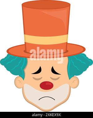 vector illustration face character clown cartoon, with a sadness and regret expression Stock Vector