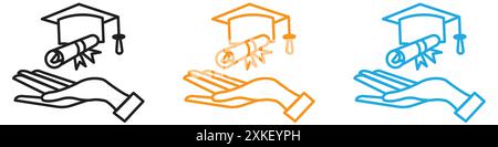Accessible or free education icon vector logo set collection or bundle pack group Stock Vector