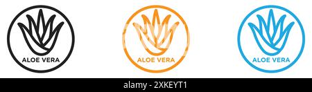 Aloe vera icon vector logo set collection or bundle pack group Stock Vector