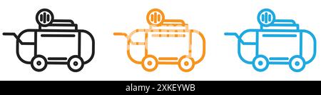 Air compressor pump icon vector logo set collection or bundle pack group Stock Vector