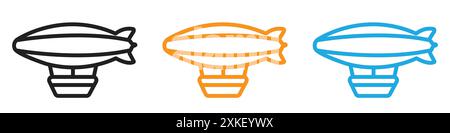 Airship icon vector logo set collection or bundle pack group Stock Vector