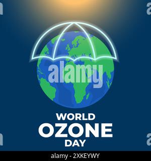 flat design for celebrate world ozone day illustration Stock Vector