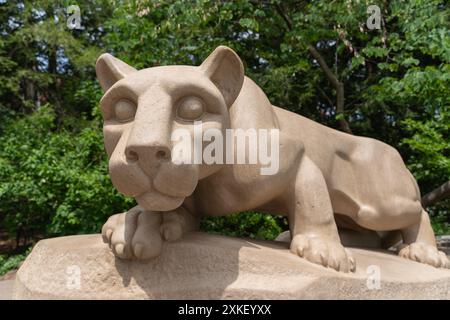 University Park, Pennsylvania-July 21,2024: Nittany Lion Shrine a favorite photo location on the campus of Penn State in State College. Stock Photo