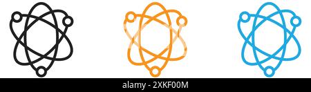 Atom scientific icon vector logo set collection or bundle pack group Stock Vector