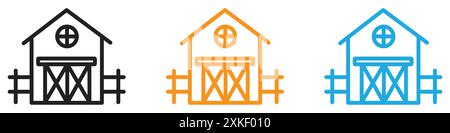 barn farm icon vector logo set collection or bundle pack group Stock Vector
