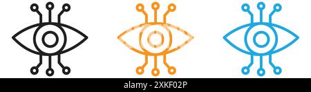 Bionic eye icon vector logo set collection or bundle pack group Stock Vector
