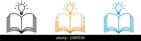 book with bulb icon vector logo set collection or bundle pack group Stock Vector