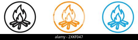 Campfire icon vector logo set collection or bundle pack group Stock Vector