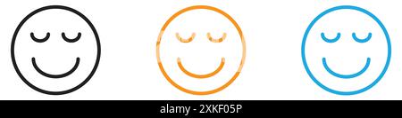 Calm Emoji icon vector logo set collection or bundle pack group Stock Vector