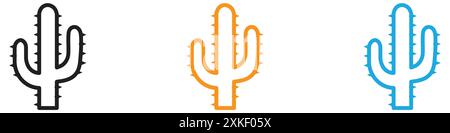 Cactus icon vector logo set collection or bundle pack group Stock Vector