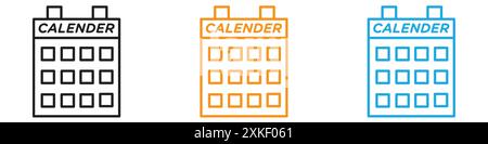 calendar icon vector logo set collection or bundle pack group Stock Vector