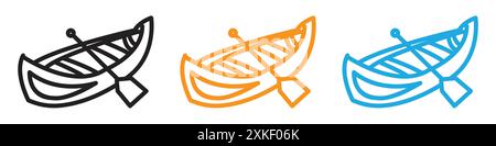 canoe icon vector logo set collection or bundle pack group Stock Vector