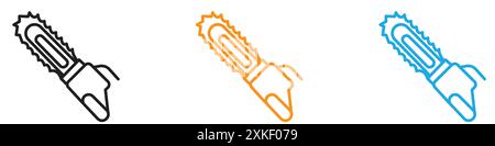 Chainsaw icon vector logo set collection or bundle pack group Stock Vector