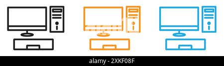 Computer icon vector logo set collection or bundle pack group Stock Vector