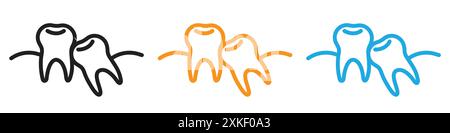 Crooked teeth icon vector logo set collection or bundle pack group Stock Vector