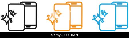 clean phone glass icon vector logo set collection or bundle pack group Stock Vector