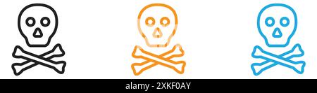 Crossbones skull icon vector logo set collection or bundle pack group Stock Vector