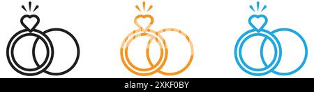 Couple Ring icon vector logo set collection or bundle pack group Stock Vector