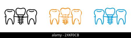 Dental implants icon vector logo set collection or bundle pack group Stock Vector