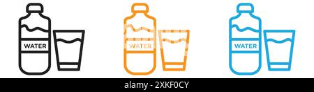 Drinking enough water icon vector logo set collection or bundle pack group Stock Vector