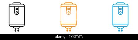 Electric heating boiler icon vector logo set collection or bundle pack group Stock Vector