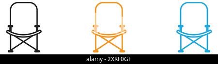 folding chair icon vector logo set collection or bundle pack group Stock Vector