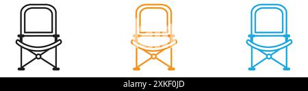 folding chair icon vector logo set collection or bundle pack group Stock Vector