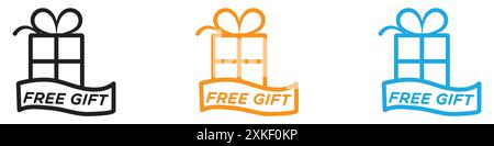 Free gift icon vector logo set collection or bundle pack group Stock Vector