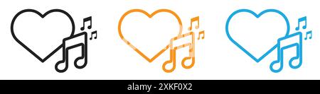 Heard heart note icon vector logo set collection or bundle pack group Stock Vector