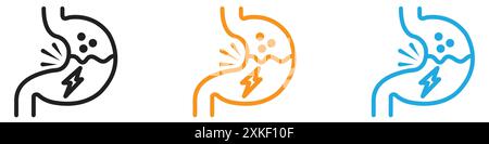 Indigestion icon vector logo set collection or bundle pack group Stock Vector