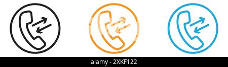 incoming outgoing calls icon vector logo set collection or bundle pack group Stock Vector