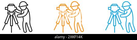 land surveyor icon vector logo set collection or bundle pack group Stock Vector