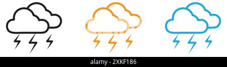 Lightning icon vector logo set collection or bundle pack group Stock Vector