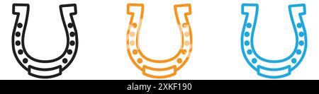 lucky horseshoe icon vector logo set collection or bundle pack group Stock Vector