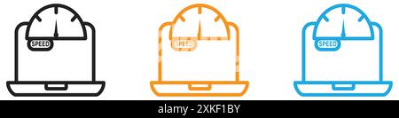 Network speed test icon vector logo set collection or bundle pack group Stock Vector