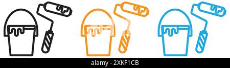 paint bucket icon vector logo set collection or bundle pack group Stock Vector