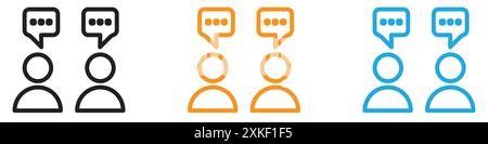 Person conversation icon vector logo set collection or bundle pack group Stock Vector