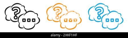 Questions and answers icon vector logo set collection or bundle pack group Stock Vector
